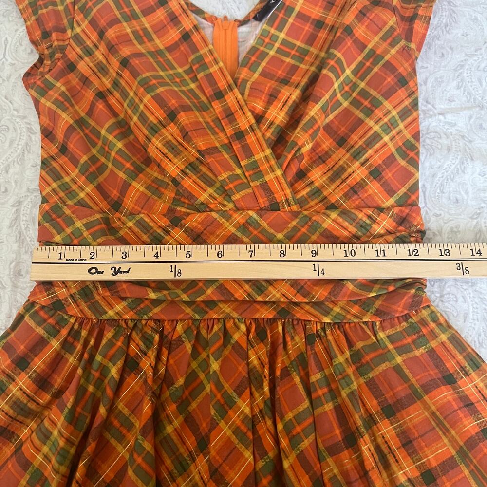 RETROLICIOUS Orange Plaid Greta Dress Size XS - Picture 7 of 12